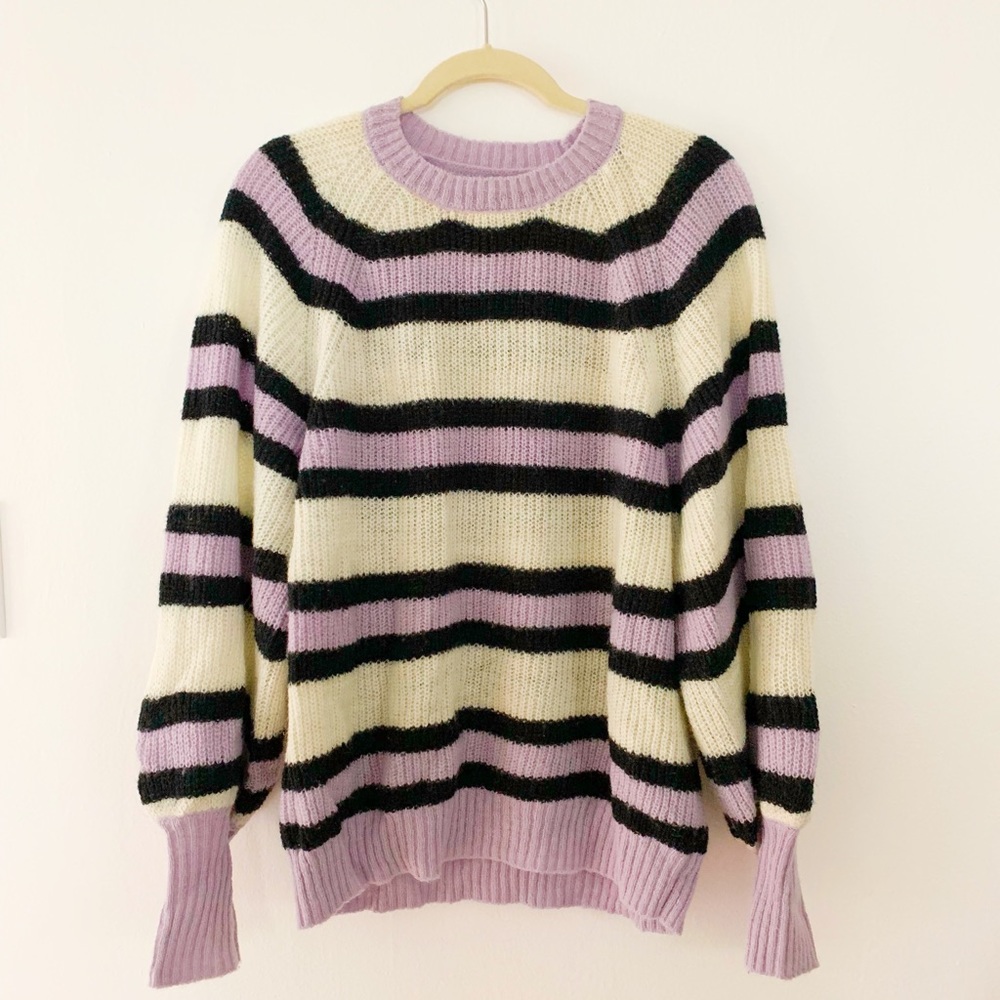 Who What Wear Lavender Striped Sweater